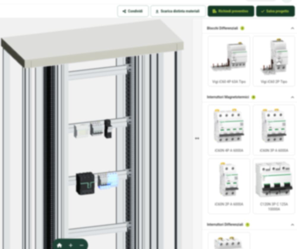 Quadro di distribuzione con magnetotermici e differenziali